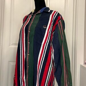 Ivy Crew 90s Colorblock Striped Button-Down Shirt – Men's Large Vintage Sailing